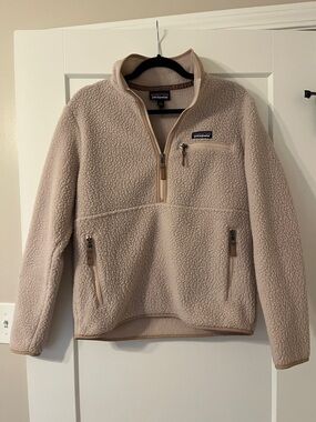 Womens Patagonia Cream Quarter-Zip Retro Pile Fleece Pullover